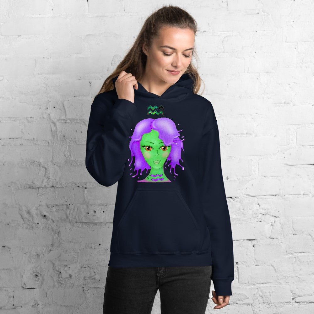 Athletic Casualwear Hoodie for Women- Aquarius Sun Sign. WickedYo.